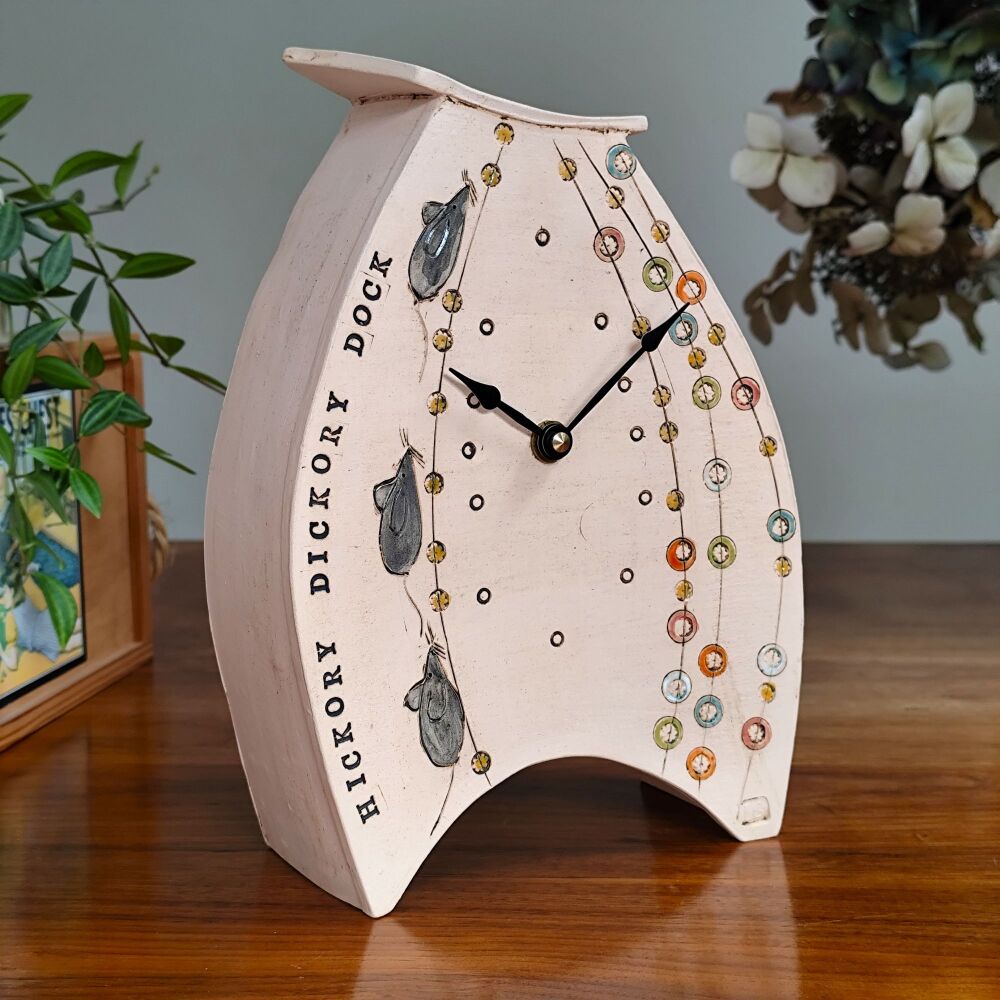 Ceramic clock mantel - Large "Hickory Dickory Dock "