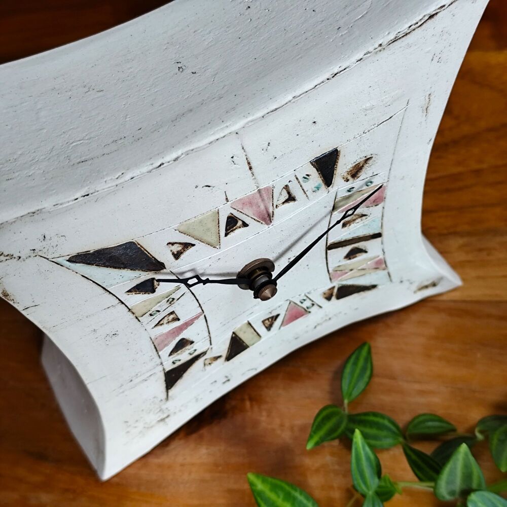 Ceramic mantel clock - Small "Tringles pattern" . . . SALE . . . was £49