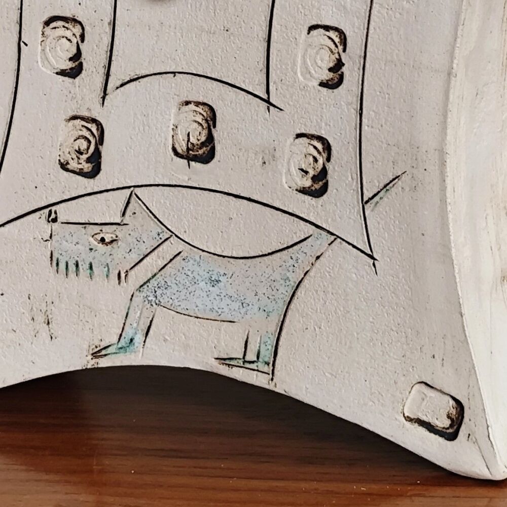 Ceramic mantel clock - Small "White dog" . . . SALE . . . was £49