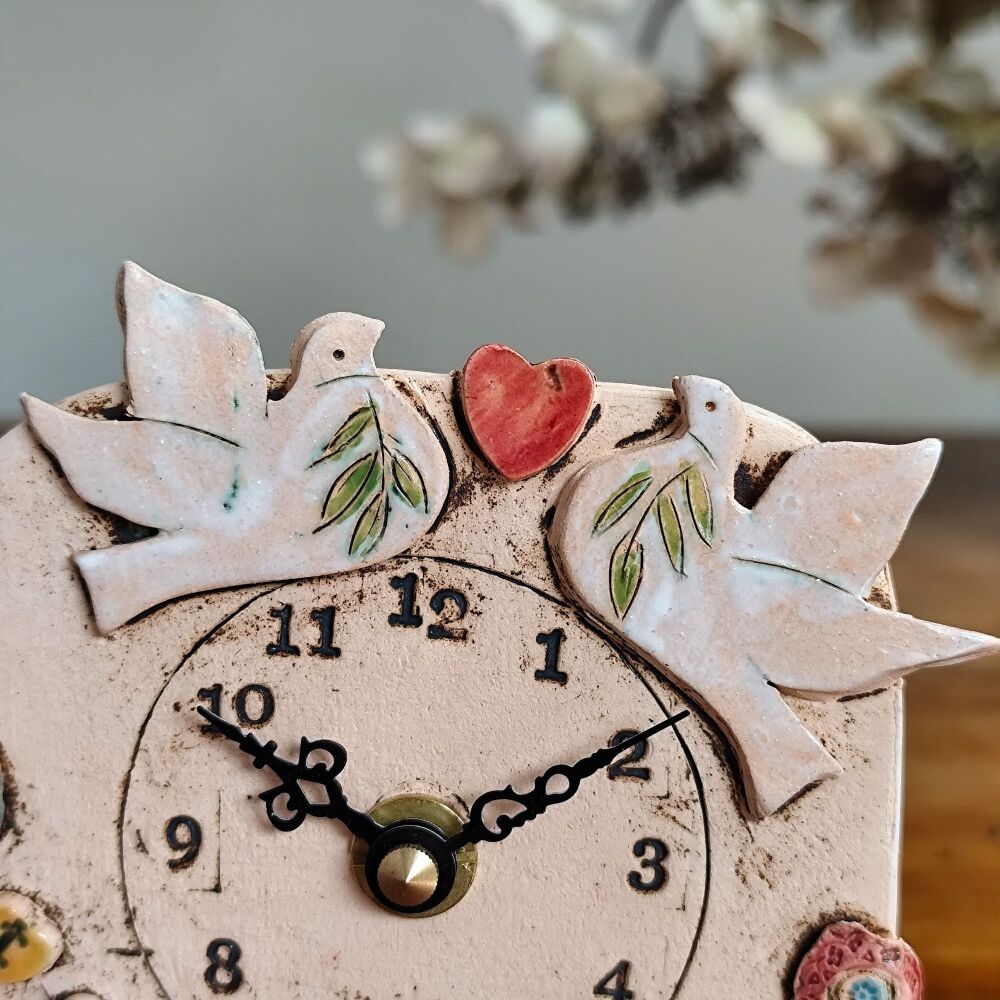 Ceramic clock pebble feet "Rustic Wedding Gift"
