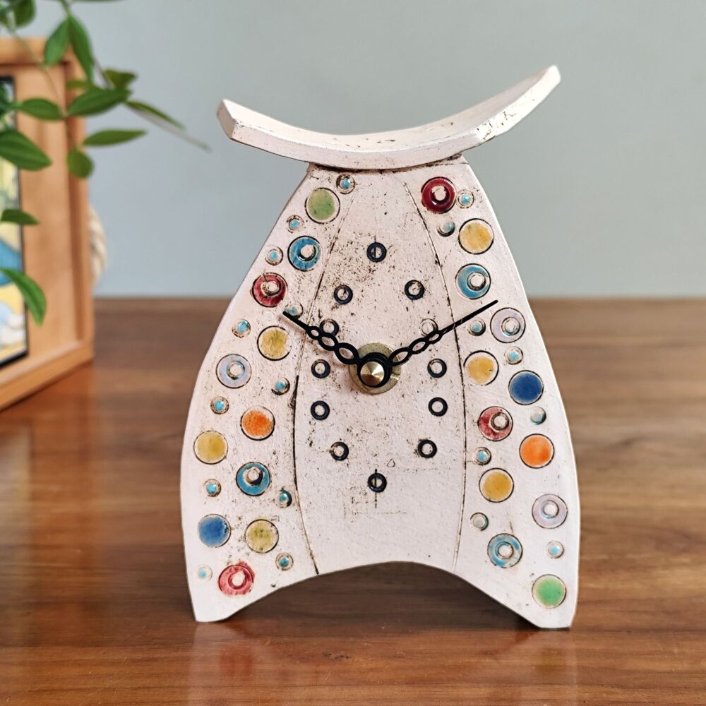 Ceramic clock mantel - Mini "Rainbow dots" . . . SALE . . . was £48