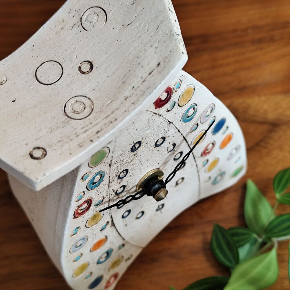 Ceramic clock mantel - Mini "Rainbow dots" . . . SALE . . . was £48