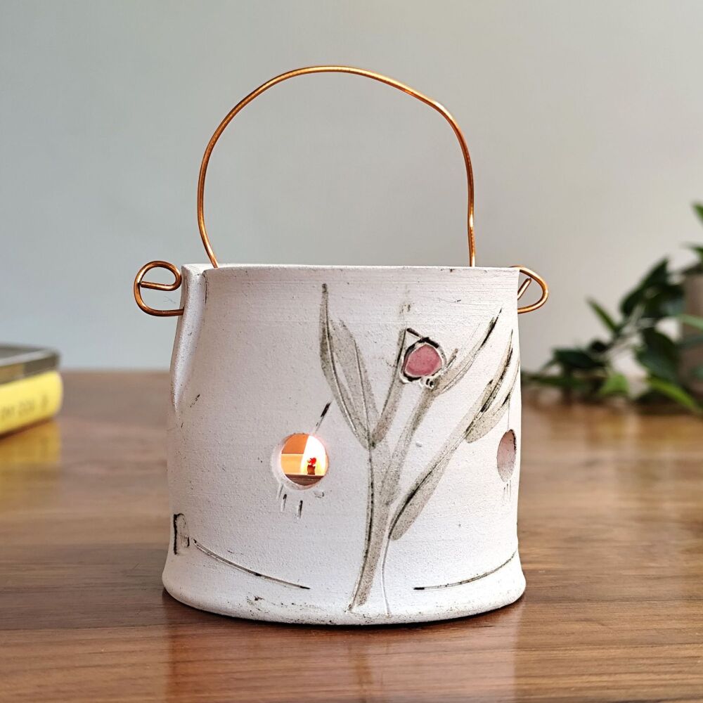 . . . . SALE . . .  was £26  . . . Tea light with copper wire - Cat and apple tree