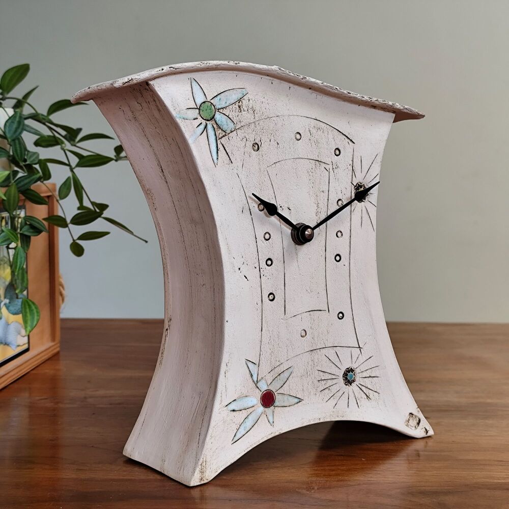 Ceramic mantel clock - Medium "Floral"