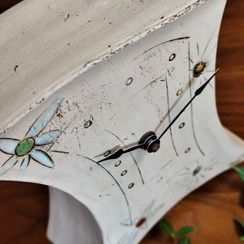 Ceramic mantel clock - Medium "Floral"