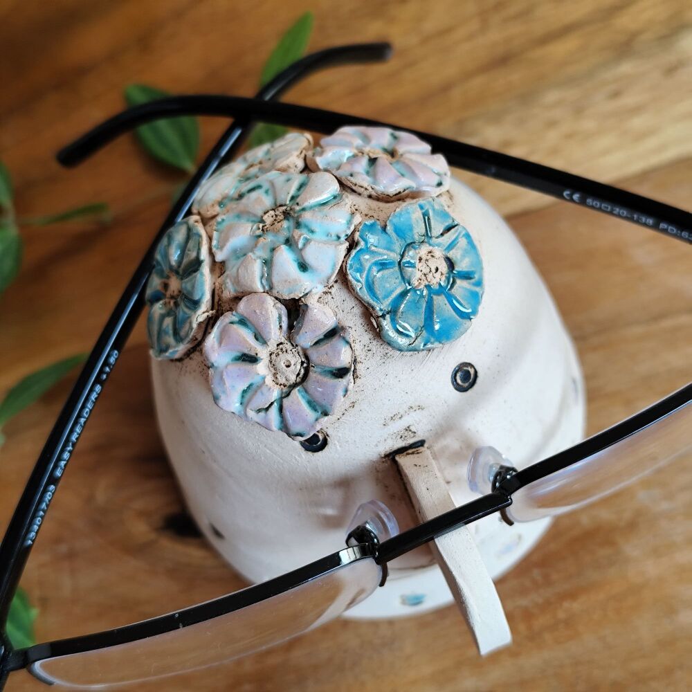 Glasses holder - Purple, blue & white flowers