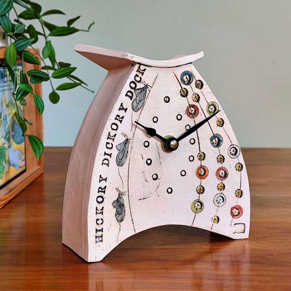 Ceramic clock mantel - Small - "Hickory Dickory Dock"