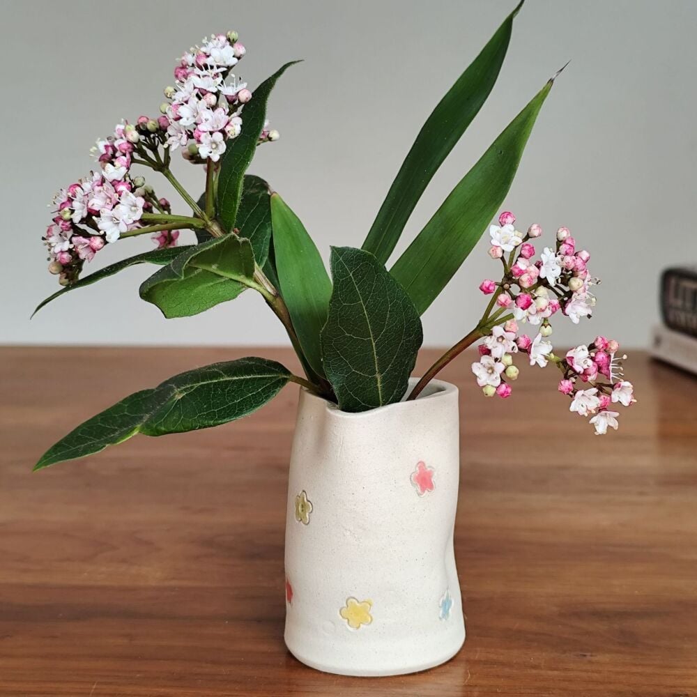 Heart shaped vase - colourful floral