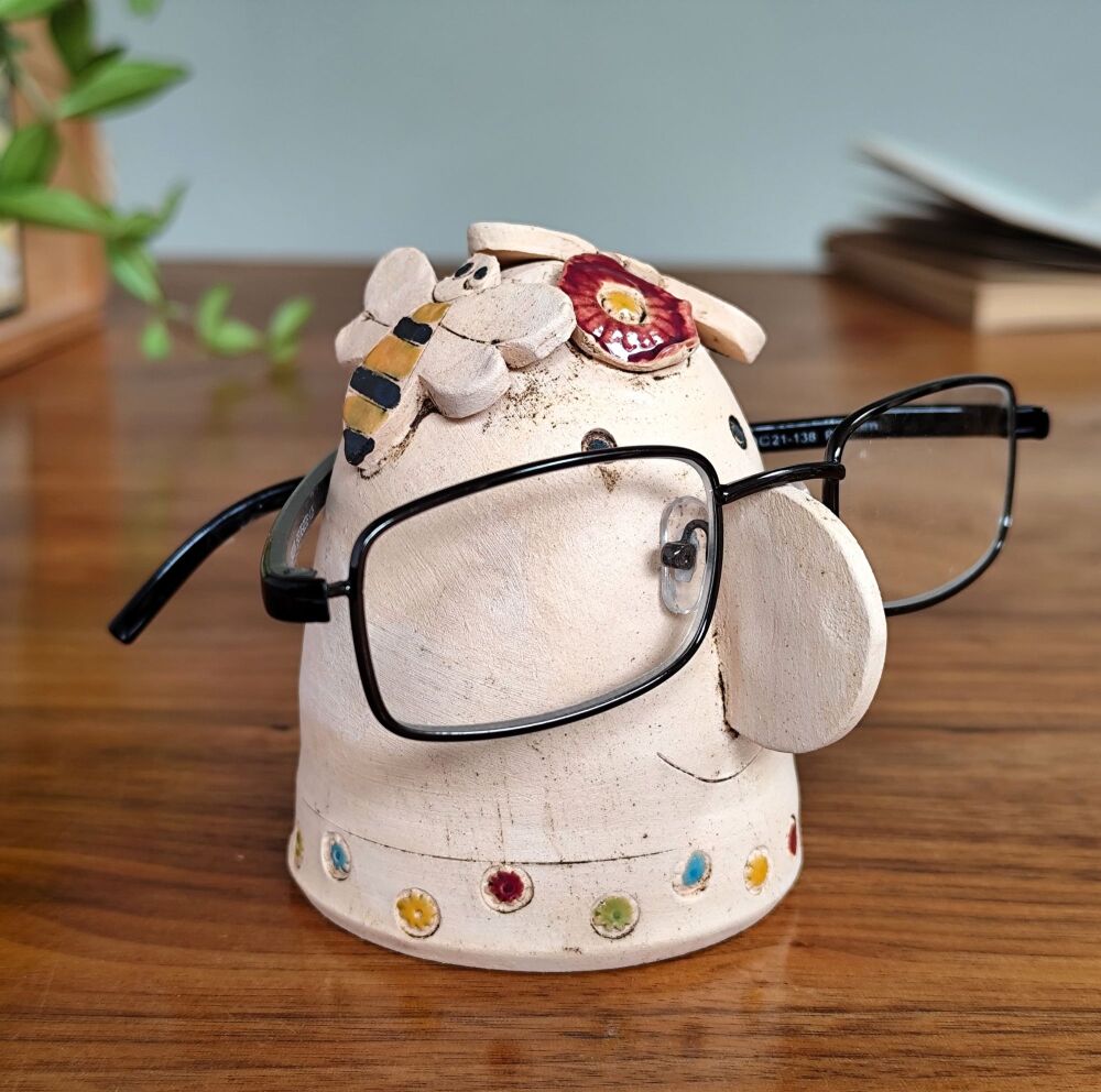 Glasses holder -Bumble bee and flowers