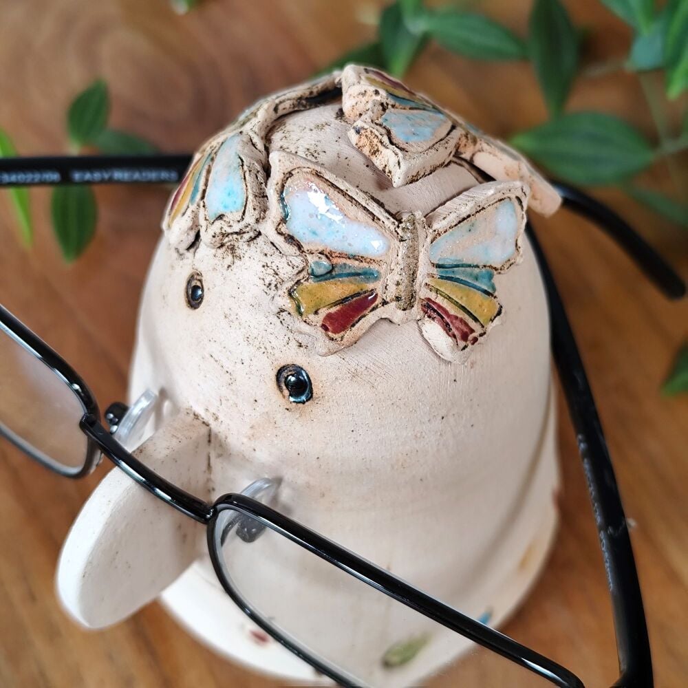 Glasses holder - Butterflies and flowers