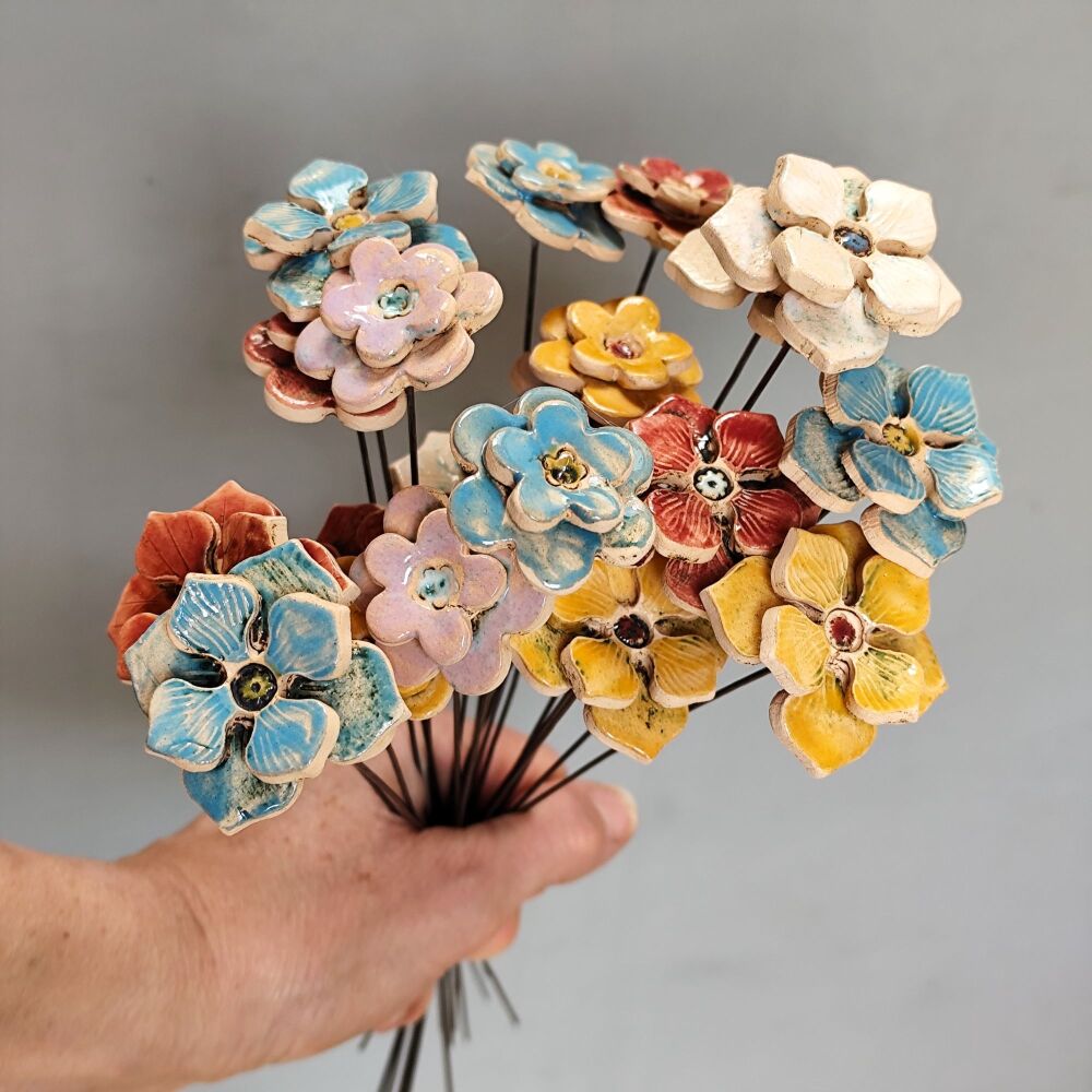 Handmade Ceramic Flower Stems Daisy Bouquet