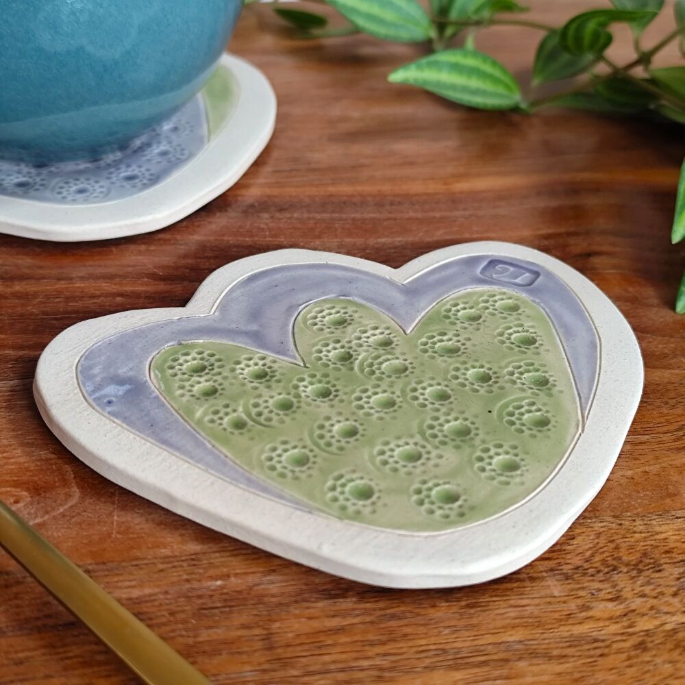 Coaster "Flower Shaped Ceramic" Purple And Green