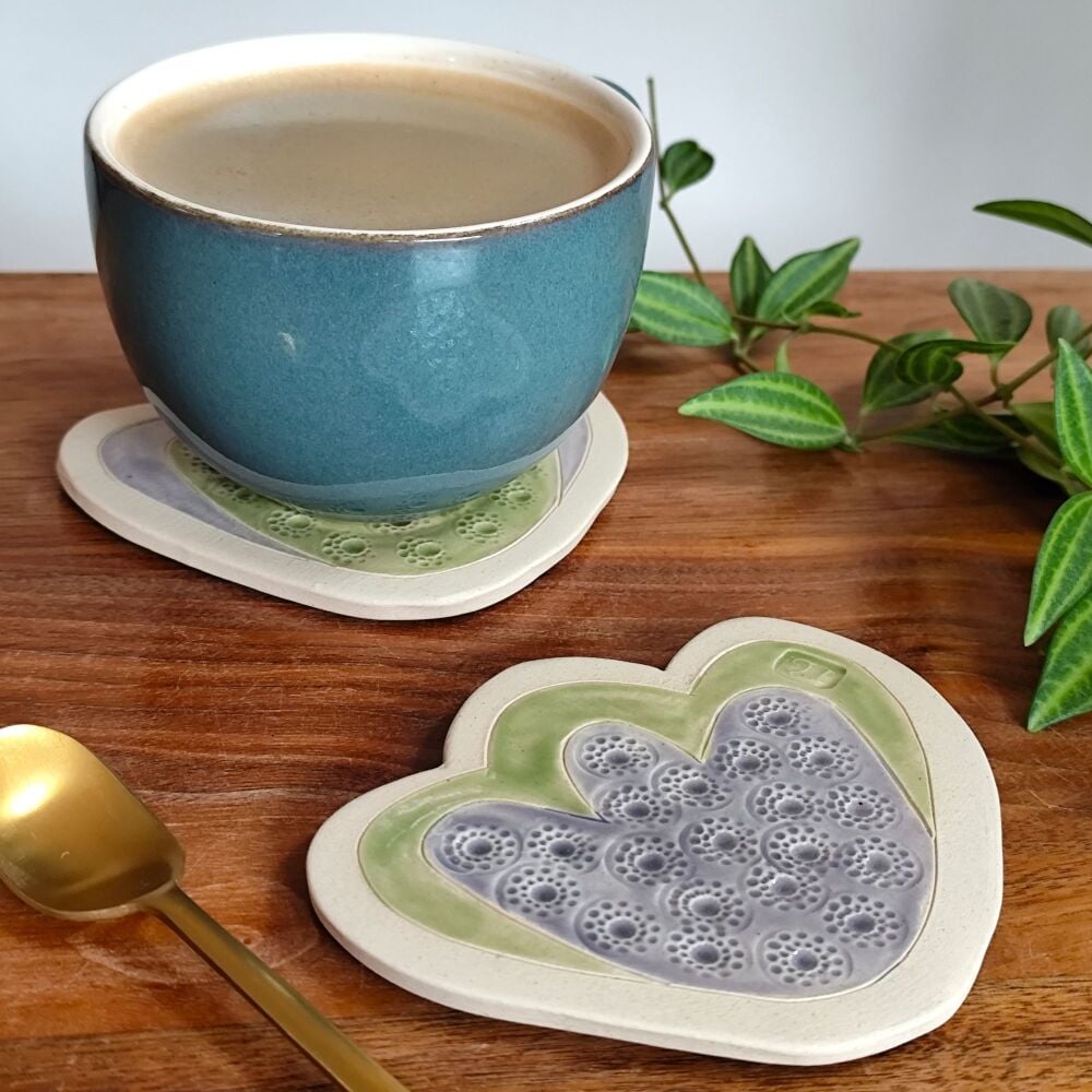 Coaster "Flower Shaped Ceramic" Purple And Green