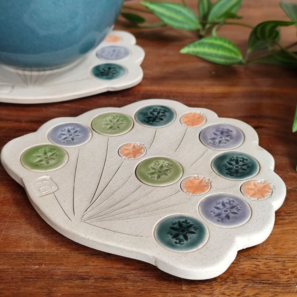 Coaster "Cow Parsley  Wildflower Shaped" Strong Colours