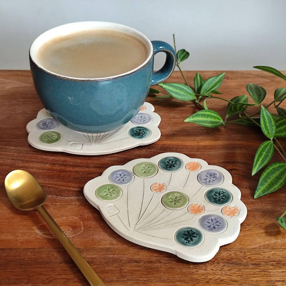 Coaster "Cow Parsley  Wildflower Shaped" Strong Colours