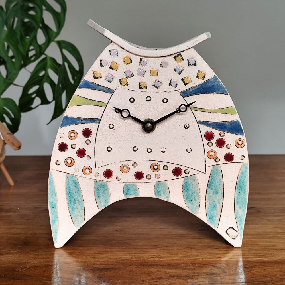 Ceramic clock mantel - Medium "Contemporary bright coloured "