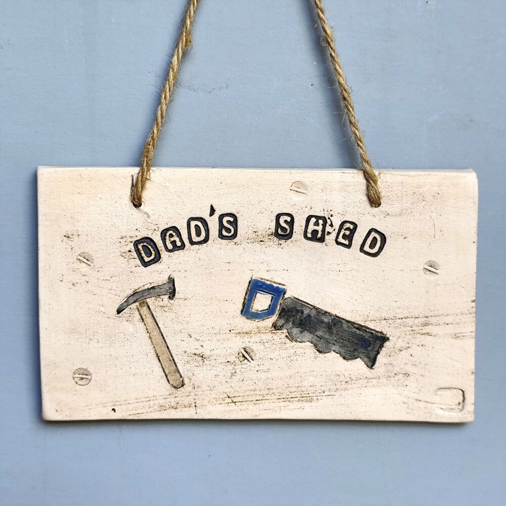 Ceramic hanging tile "Dad's shed"