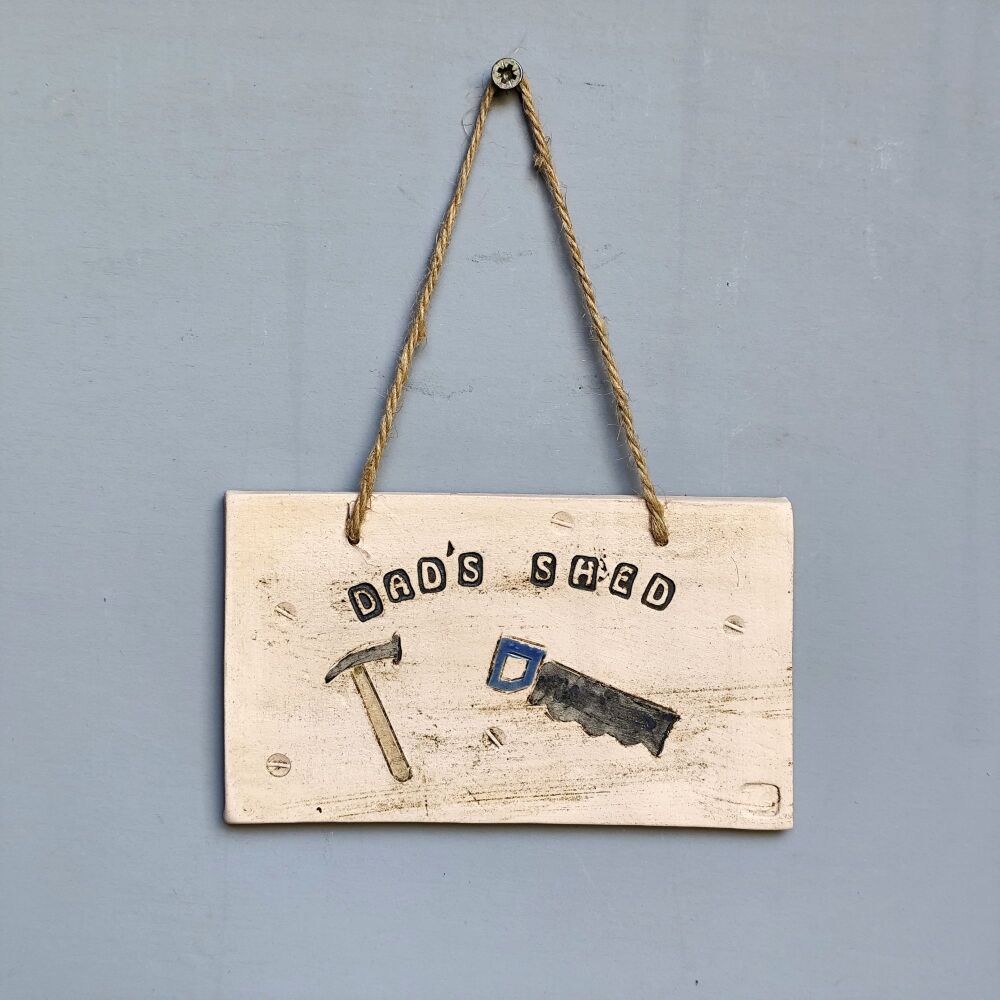 Ceramic hanging tile "Dad's shed"