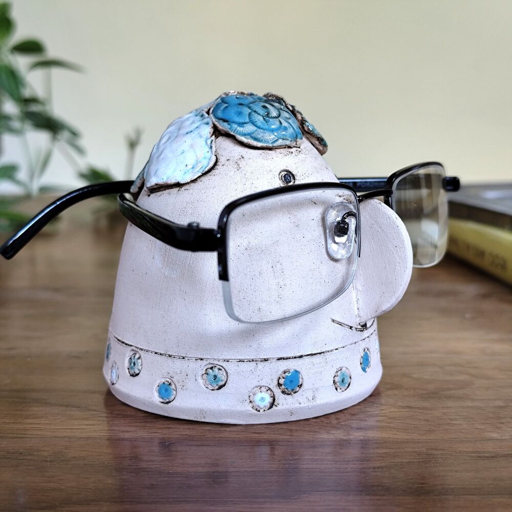 Glasses holder - Purple, blue & white flowers