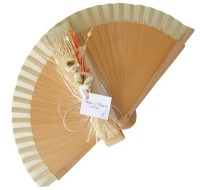 NEW! Decorated Varnished Wedding Fan - Rustic