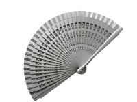 Silver Wedding Fan with Large Carved Wooden Ribs