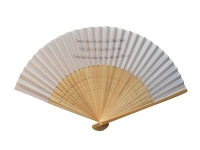 Personalised White Wedding Fans - Fabric and Bamboo