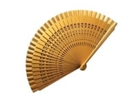 Gold Wedding Fan Large Carved Wooden Ribs (23 cm)