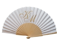 NEW! Personalised Wedding Fans - Fabric and Wooden Handle
