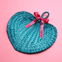 Turquoise Tropical Buri Straw Fans