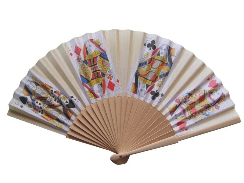 Fabric Fan with Wooden Handle