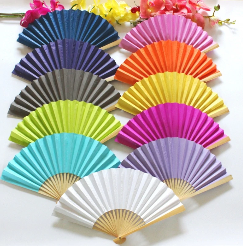 Plain Coloured Paper Fans