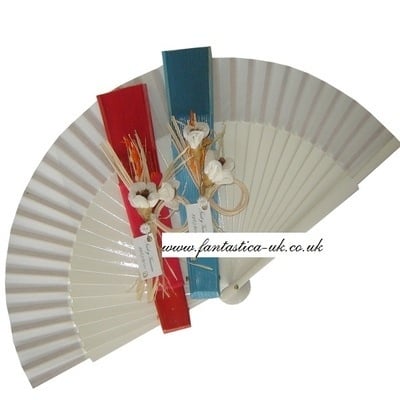 Decorated Wedding Fans - Assorted Bright Colours (Plain Rustic)