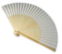 Plain White Fabric & Bamboo Fans  - Personalised Handle