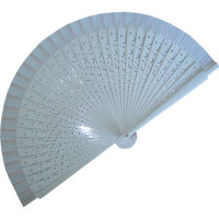 White Wedding Fan with Carved Ribs (Stars)