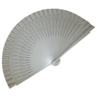 Silver Wedding Fan Small Carved Wooden Ribs (ref: 01020)