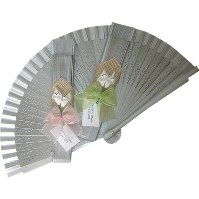 Silver Decorated Wedding Fan - Lilies