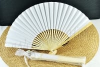 CLEARANCE SALE - White Paper Hand Fan in Gift Bag