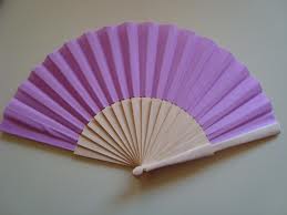 Lilac Fabric & Wooden Fan