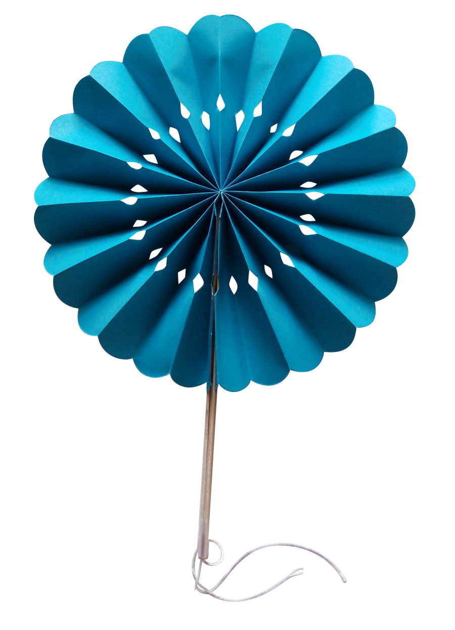 Turquoise Flower Paper Fans (packs of 10)