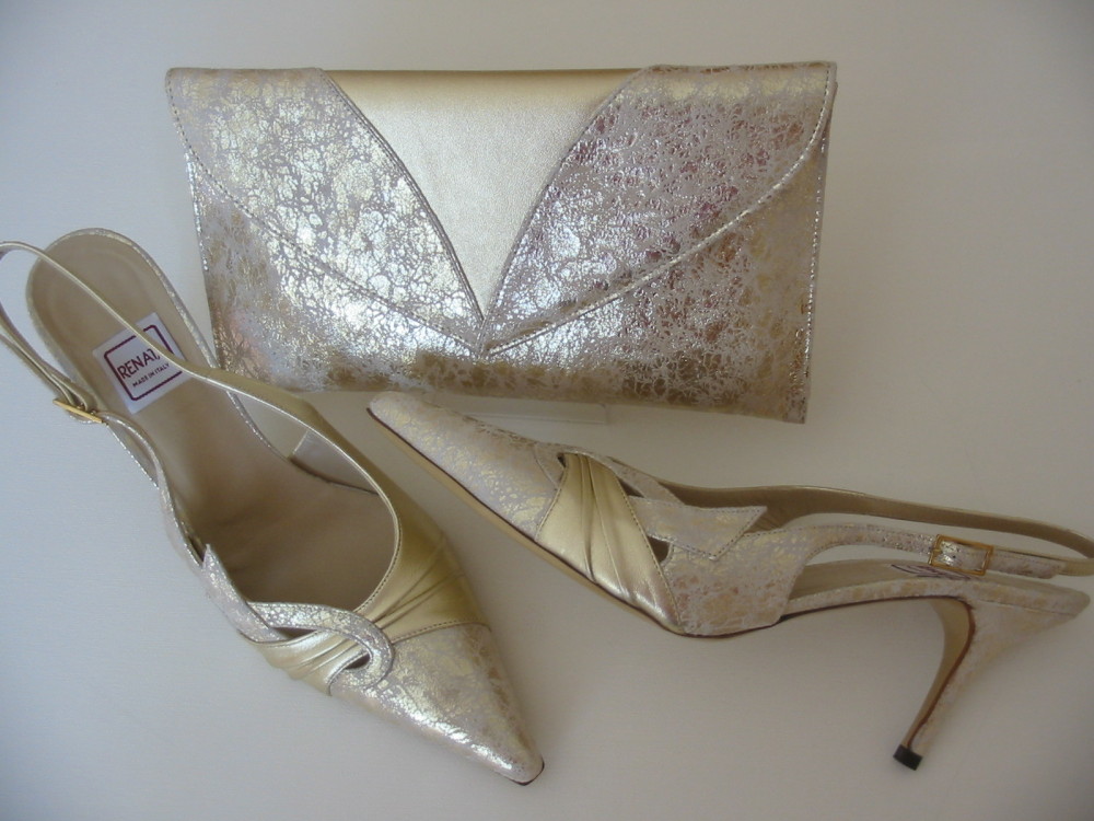 Renata shoes matching clutch bag golds 