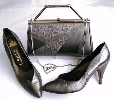 pewter shoes and bag