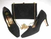 Gina designer shoes  black silk guipure lace size 4 & matching bag