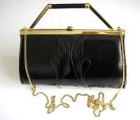 Gina designer 3 way bag black leather with patent inserts vintage