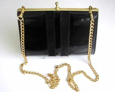 Designer bag  Ackery London black patent clutch/shoulder .vintage