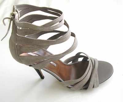 Designer shoes Studio TMl strappy taupe  4.5 inch heels  size7