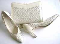 Gina designer shoes matching bag ivory mesh leather size 6.5
