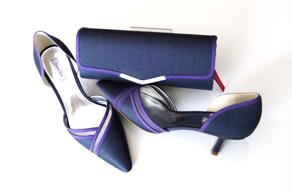 Jacques Vert occasions shoes 2 tone purple matching bag size 7