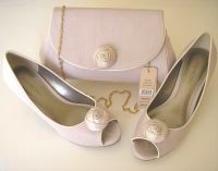 Jacques Vert shoes matching bag neutral  fabric rosebud feature size 3  and  size 7