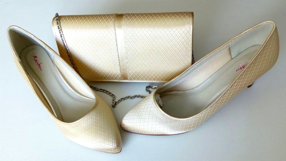 Rainbow Club  deep ivory mother bride  shoes matching clutch bag size 6.5