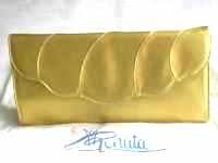 Renata Italy clutch bag Gold kid leather.
